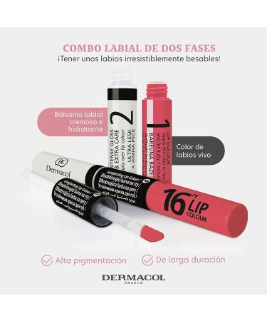 Dermacol 16-Hour Lip Colour: Highly Pigmented Glossy Lip Stain & Plumper Gloss in Cherry Red - 7.1 mL - Buy Online on SooperMarket.com