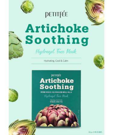 Petitfee Artichoke Soothing Hydrogel Face Mask - 5 Sheets, 1.12 oz Each | Hydrate & Soothe Skin - Buy Online on SooperMarket.com