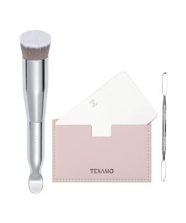 Foundation Makeup Spatula Mixing Makeup Palette Spatula Foundation Brush Makeup Spatula and Palette Set Spatula for Makeup Professional Makeup Tool(Foundation Bruh+Spatula+Palette)