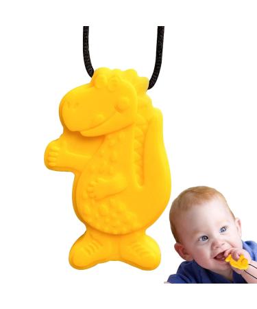 Buy Bexdug Yellow Sensory Chewing Chain - Creative Dinosaur-Shaped Silicone Fidget Toy for Kids | Portable Bite Chain for Sensory Relief - Buy Online on SooperMarket.com