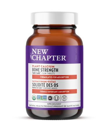 New Chapter Calcium Supplement - Bone Strength Organic Red Marine Algae Calcium - with Magnesium Vitamin D3+K2 70+ Trace Minerals for Bone Health Gluten Free Easy to Swallow - 180 Slim Tablets 180 count (Pack of 1)