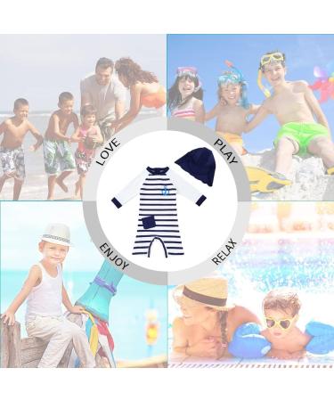 UPF 50+ Baby Boy Swimwear Set with Sun Hat | Navy Stripe | 6-9 Months - Buy Online on SooperMarket.com