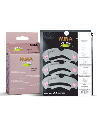 Mina ibrow Hair Color Pearl Gray|Natural Spot Coloring Hair Tinting Powder with Stencil For Professional  Water and Smudge Proof | No Ammonia  No Lead with 100% Gray Converge|Stays Up to 6 Weeks |Vegan and Cruelty free P...