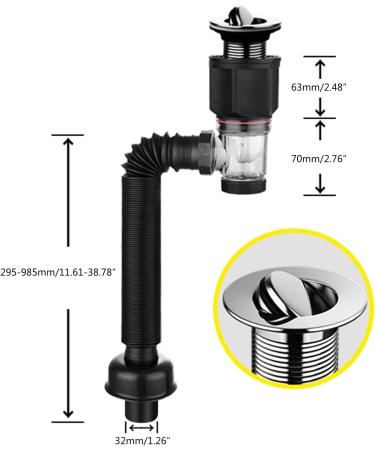 Washbasin Drainer Versatile Sink Plug With Filter Practical Washbasin Drainer Simple Installation For Home Washbasin Drainer Flexible Sink Drain Hose - Buy Online on SooperMarket.com