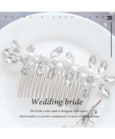 Brishow Silver Rhinestone Wedding Hair Comb with Pearl - Bridal Hair Accessories for Women and Girls - Buy Online on SooperMarket.com