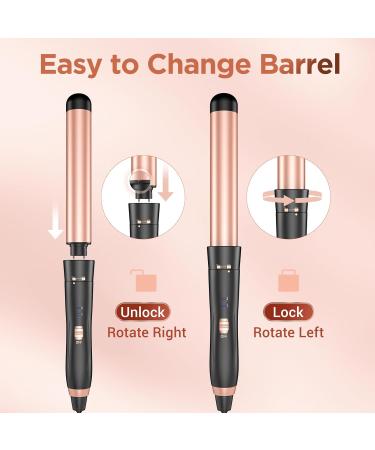 5 in 1 Wand Curling Iron Set - Kinked Curls Flat Iron & 3 Ceramic Barrels - Fast Heat Rose Gold Hair Waver Curler - Buy Online on SooperMarket.com