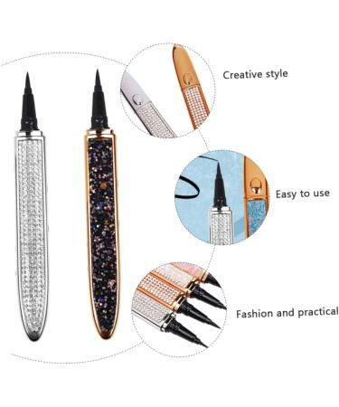 BELLIFFY 2pcs Diamond Eyeliner Liquid Liner Pen Black Eyeliner Women Household Eyeliners Gold Eyeliner Silver 1 count (Pack of 1) Black - Buy Online on SooperMarket.com