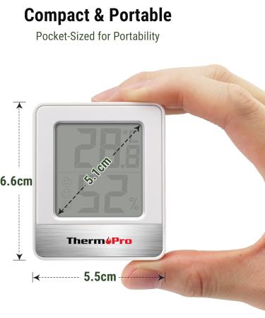 ThermoPro TP49 Digital Mini Thermo-Hygrometer | Accurate Indoor Temperature & Humidity Monitor | Ideal for Greenhouses & Living Rooms | Smiley Indicator | White - Buy Online on SooperMarket.com