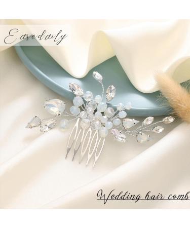 Easedaily Silver Crystal Bridal Hair Comb - Opal Wedding Hair Piece for Women and Bridesmaids - Buy Online on SooperMarket.com