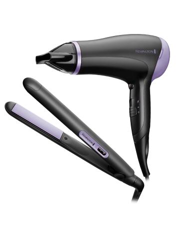 Remington Hair Straightener and Hair Dryer (Hair Care Gift Set: Slim Ceramic Hair Straightener and 2000W Hair Dryer with Concentrator) Style Essentials D3016GP