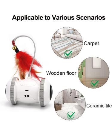 Nueplay Interactive Cat Toys with LED Light | Smart Electric Toy for Indoor Cats | USB Rechargeable Robotic Toy with Feathers | 2 Modes for Pet Exercise - Buy Online on SooperMarket.com