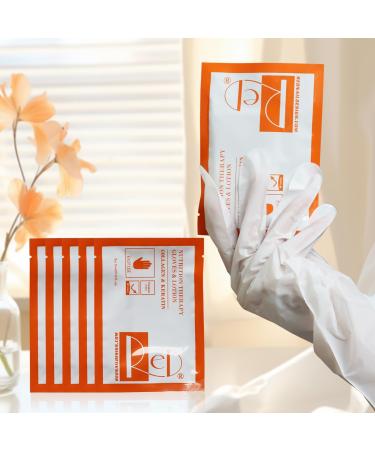 RED NAIL DESIGN Hand Masks Moisturizing Gloves with Collagen & Keratin for Nail Spa Salon (3 Pairs )