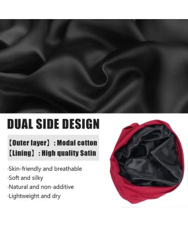 Silk Bonnet for Sleeping - 2PCS Silk Hair Wrap for Women/Men - Red & Black, Black & White - Buy Online on SooperMarket.com