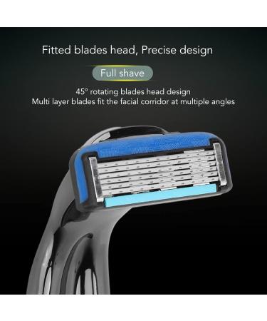 Manual Shaver for Men - Waterproof Six-Blade Portable Shaver for Office Use (Black) - Buy Online on SooperMarket.com