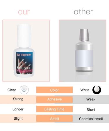 2Pcs Strong Nail Glue for Acrylic Nails & Press on Nails - Long Lasting Professional Nail Bond (16ml) - Buy Online on SooperMarket.com