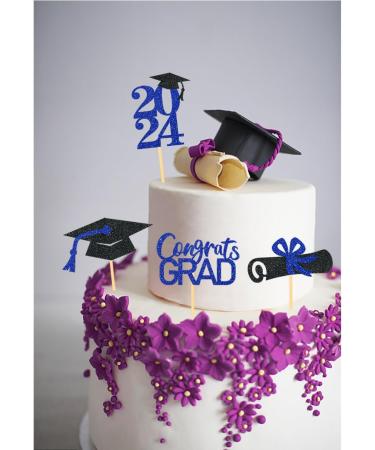24 Pieces Sparkle 2023 Cupcake Toppers Graduation Cupcake Toppers Bachelier Hat Decoration Graduation Decoration (Black & Blue) - Buy Online on SooperMarket.com