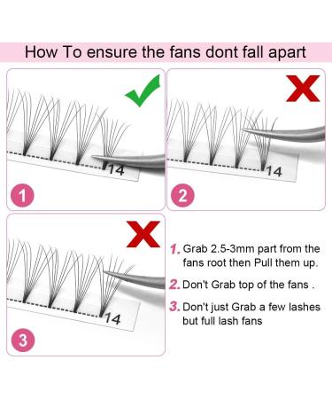 14mm 7D-D-0.07 Premade Fans Eyelash Extensions - Short Stem 3D 5D 7D Volume Lashes C D Curl 9-20mm - Buy Online on SooperMarket.com