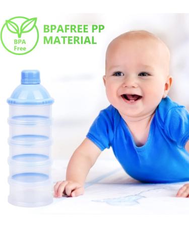 Vicloon Baby Milk Powder Dispenser - 2pcs Portable 5 Layers, 100ml per Layer, Stackable Pots, Blue - Buy Online on SooperMarket.com