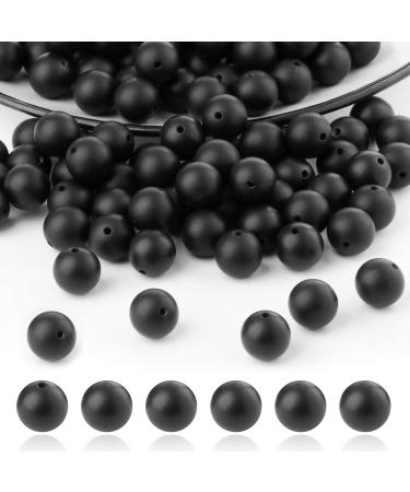 55Pcs Silicone Beads, LANIAFULL 15mm Silicone Beads Bulk Round Silicone Beads for Keychain Making Kit Rubber Silicone Beads Silicone Focal Beads Loose Beads for Necklace Bracelet A-Black