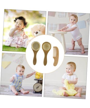 FRCOLOR 3pcs Bath Brush Set for Kids - Scalp Scrubber, Shower Comb, Body Scrub - Baby Hair Brush, Woolen Comb - Wooden Handle - Buy Online on SooperMarket.com