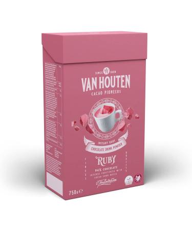 Van Houten RUBY Cocoa Chocolate Drink Powder 750 G - For Hot & Cold Drinks - Makes 22 Servings - Intense Fruitiness with Fresh Sour Notes - Caffeine-Free Vegetarian Non-GMO - Buy Online on SooperMarket.com
