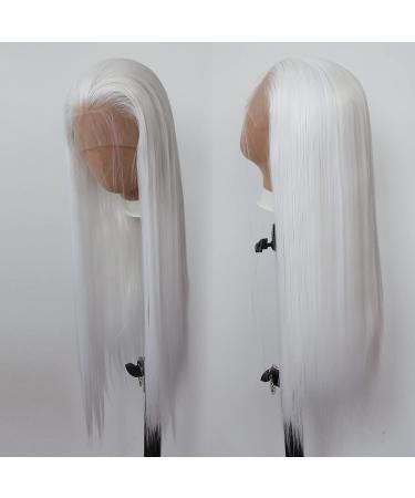 Snow White Long Straight Synthetic Lace Front Wig for Black Women - Heat Resistant Fiber, Natural Hairline with Baby Hair - Perfect for Cosplay and Daily Wear - Buy Online on SooperMarket.com