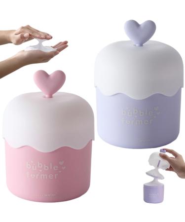 Skincare Bubble Foam Maker for Face Wash 2Pcs Heart Design Cleanser Foamer Portable Bubble Foamer Fast Foaming PP Skincare Foam Maker for Home Travel