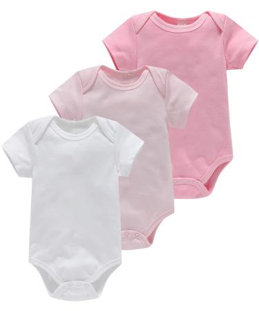 Bestele Baby Bodysuits Bodysuit for Newborn Boys and Girls Cotton Baby Onesies Rompers Short Sleeve for Toddler Infant 0-3-6-9-12-18-24 Months Coverall Undershirt Set Pure Color G 9-12 Months