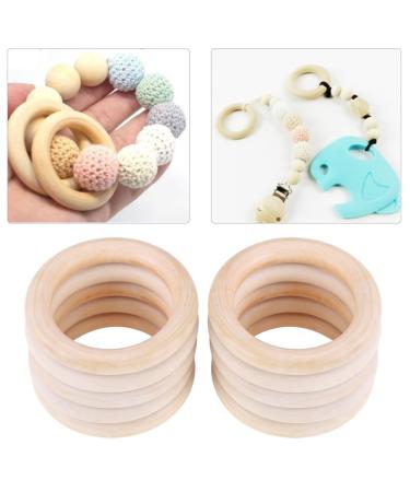 Organic Wooden Teething Rings - Set of 10 Smooth Teething Toys | 7cm & 5cm Diameter | Safe & Natural Baby Comfort - Buy Online on SooperMarket.com