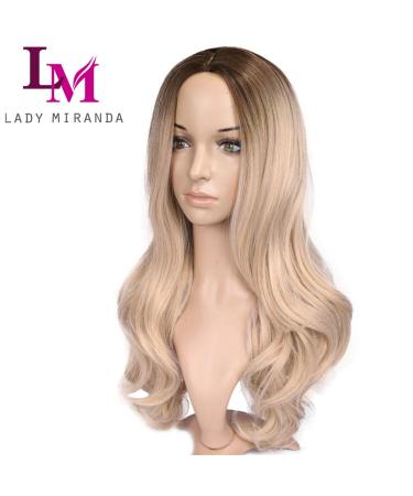 Lady Miranda Ombre Wig Brown to Ash Blonde High Density Heat Resistant Synthetic Hair Weave Full Wigs for Women(T/Ash Blonde) 0-T/Ash Blonde - Buy Online on SooperMarket.com