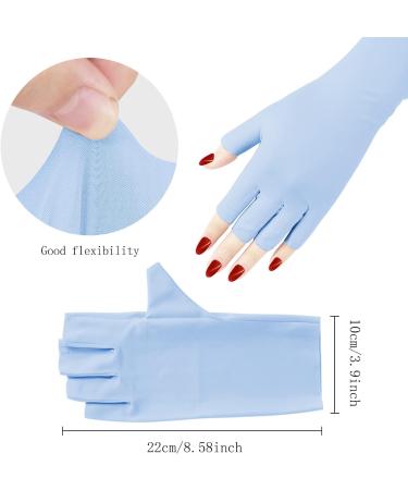 Arqumi UV Gel Nail Lamp Dryer Protection Gloves - 2 Pairs | Gel Manicure Fingerless Anti-UV Gloves for Nail Art - Cyan - Buy Online on SooperMarket.com