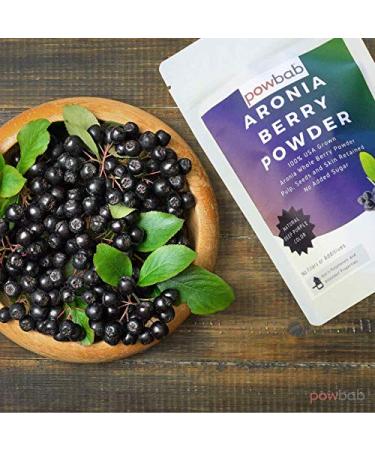 Powbab Aronia Berry Powder - 100% USA Grown Organic Chokeberry, Immune Support, Circulation & Anti-Inflammatory Boost - 3.5 Oz - Buy Online on SooperMarket.com