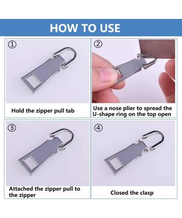 Metal Zipper Pull Replacement - Black Zipper Handle Fixer for Luggage, Suitcase, Backpack, Jacket, Bags, Coat, Boots - Buy Online on SooperMarket.com