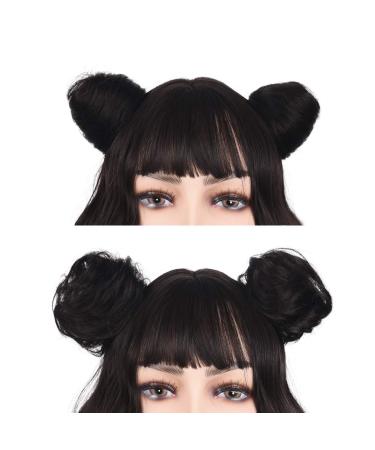 REECHO Space Bun Hair Pieces Mini Claw Clip in Messy & Cat Ears Fake Hair Bun Extensions - Pack of 2-3 Straight Black Brown - Buy Online on SooperMarket.com