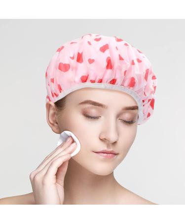 FRCOLOR Girl Beanie Shower Cap - Reusable Floral Printed Spa Cap for Girls - Elastic Double Wrap Protector for Beauty Bonnet - Salon Bathing Cap for Women - Pink, 29x29cm - Buy Online on SooperMarket.com