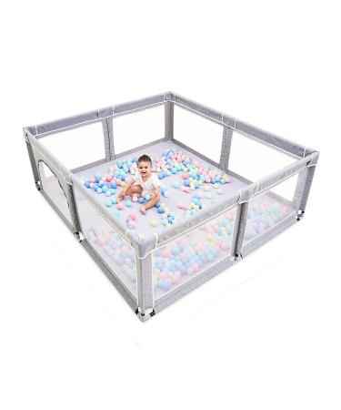 Baby Playpen, Playpens for Babies, Playpen for Toddlers,Kids Safety Play Center Yard with gate, Sturdy Safety Baby Fence Play Area for Babies, Toddler, Infants 50x50 Inch Grey