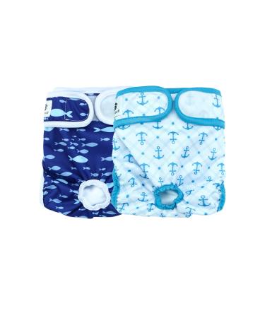Hisprout Skirt Diaper for Female Dogs Reusable Washable Durable Puppy Diapers(M Ocean Series) M Ocean Series