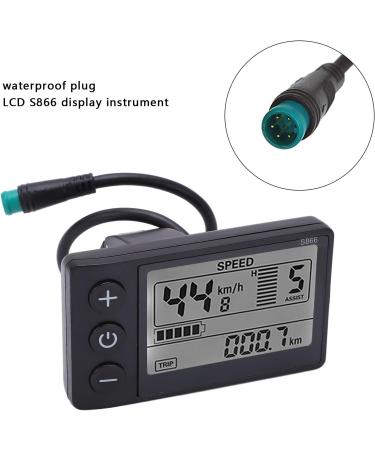 S866 Electric Bicycle LCD Display Meter - 24V 36V 48V E-Bike Control Panel with Waterproof Plug and UART Communication Protocol - Buy Online on SooperMarket.com
