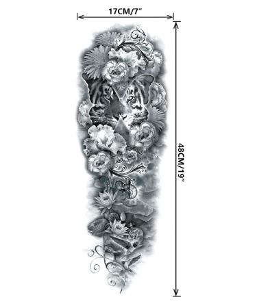 Pinone Full Arm Temporary Tattoo Set - 12 Sheets - L19xW7 - Men & Women - Buy Online on SooperMarket.com