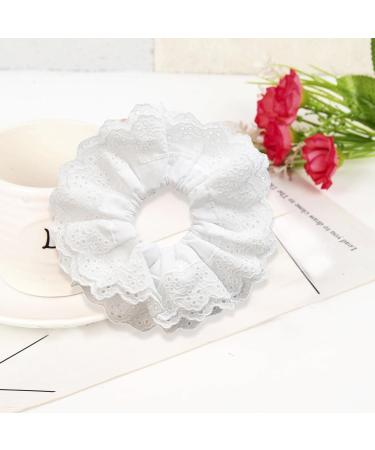 JEKUGOT Large White Lace Scrunchies for Women - Soft Elastic Hair Bands Thick Hair Ties Bobbles Ponytail Holders - Lolita Bulk Scrunchie Accessories for Ladies & Girls - Buy Online on SooperMarket.com