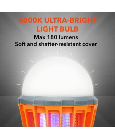 Boundery Bug Zapper Light Bulb - Fast Mosquito Elimination | USB Rechargeable IPX6 Waterproof LED Zapper | Portable with 4 Light Modes - Buy Online on SooperMarket.com