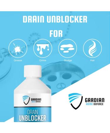 Gardian Drain Unblocker - 500 ml High Strength Drain Cleaner to Effectively Dissolve Clogs on Sinks Showers and Drains - Safe Non-Corrosive Easy-to-Use Drain and Sink Unblocker Liquid - Buy Online on SooperMarket.com