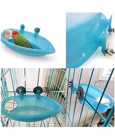 SHINYLYL Bird Bath Tub Bowl Hanging Toy for Parrot Budgie Cockatiel Cage (Blue) - Buy Online on SooperMarket.com