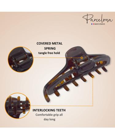 Parcelona French Slim Small Tortoise Shell Celluloid Hair Claw Clip - Brown/Black - Buy Online on SooperMarket.com