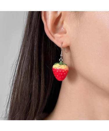 Delicate Resin Strawberry Earrings Simulation Fruit Earwears for Any Occasion - Buy Online on SooperMarket.com