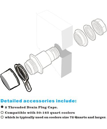 Set of 2 White Threaded Drain Plug Caps with Tether for Igloo Cooler - Replacement Parts - Buy Online on SooperMarket.com