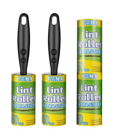 COMMEMA Lint Rollers for Pet Hair Extra Sticky, Pet Hair Remover, Lint Remover, Lint Roller Set Brush for Dog & Cat Hair Removal, Clothes, Furniture, 2 Handles with 4 Refills, 240 Total Sheets