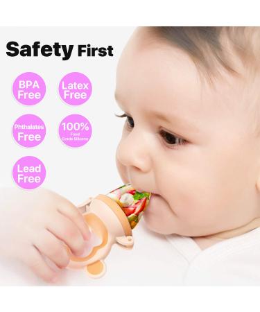 MICHEF Baby Food Feeder Fruit Pacifier (2 Pack) - Silicone Teething Toy with 6 Replaceable Pacifiers for Infant Feeding - Ideal Teether for Babies - Buy Online on SooperMarket.com