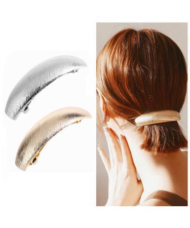 2 PCS French Barrette Hair Clips Retro Metal Hair Holders Barrettes Exquisite Hair Clips Hair Accessories For Women Lady Girls (Gold+Silver Tone)