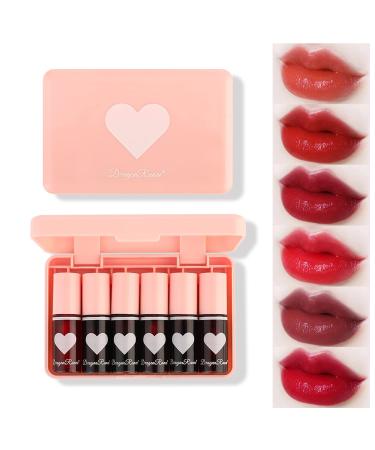 Eakroo 6 Colors Lip Tint Stain Mini Liquid Lipstick, Korean Lip Gloss Moisturizing Natural Lip Tint, Multi-Use Lip and Cheek Tint, Non-Stick Cup, Lightweight, High Pigment, Long-Lasting, Vivid Color